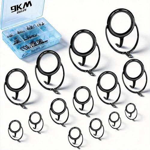 9KM DWLIFE Fishing Rod Guides Fishing Rod Repair Kit Small - 50pcs Spinning Rod Guides Stainless Steel Rod Eyelets Fishing Rod Replacement Guides