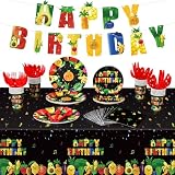 Picture of Zhehao 172 PCS Dancing Fruit Party Decorations Include Fruit Birthday Tableware Set Fruit Theme Banner Summer Fruit Party Tablecloths for Dancing Fruit 1st Birthday Baby Shower Party Supplies Decor