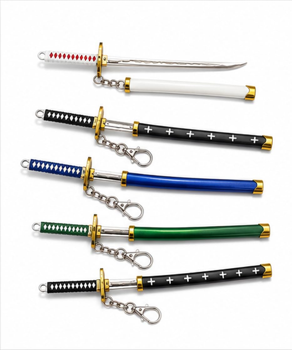 Premium Metal Katana Sword Keychain | Mini Samurai Sword Pendant with Alloy Metal Build | Anime Inspired Collectible Key Ring for Car, Bike, Backpack & Bag Accessories | Assorted Colours-image-41