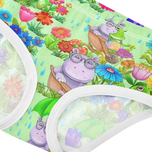 Joisal Cotton Girls Underwear Toddlers Cute Funny Hippo Green Little Girl Panties Pattern Undies Kids Briefs 2t4