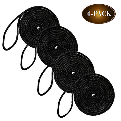 4-Pack of Double-Braided Marine-Grade Dock Lines from DC Cargo Mall