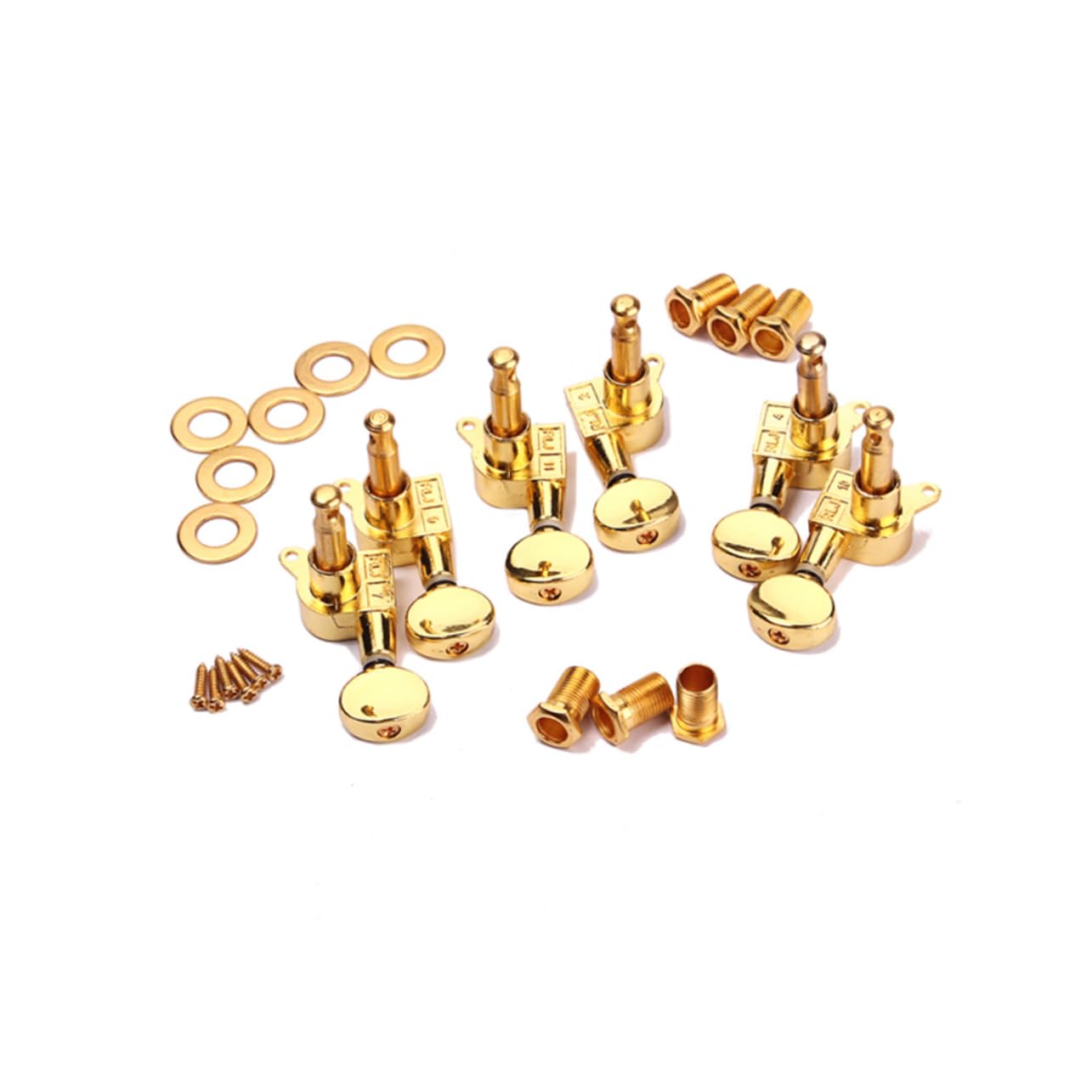 Yardwe Gold Guitar Tuning Pegs Machine Heads for Electric Acoustic Guitars with Washers Screws Style Golden