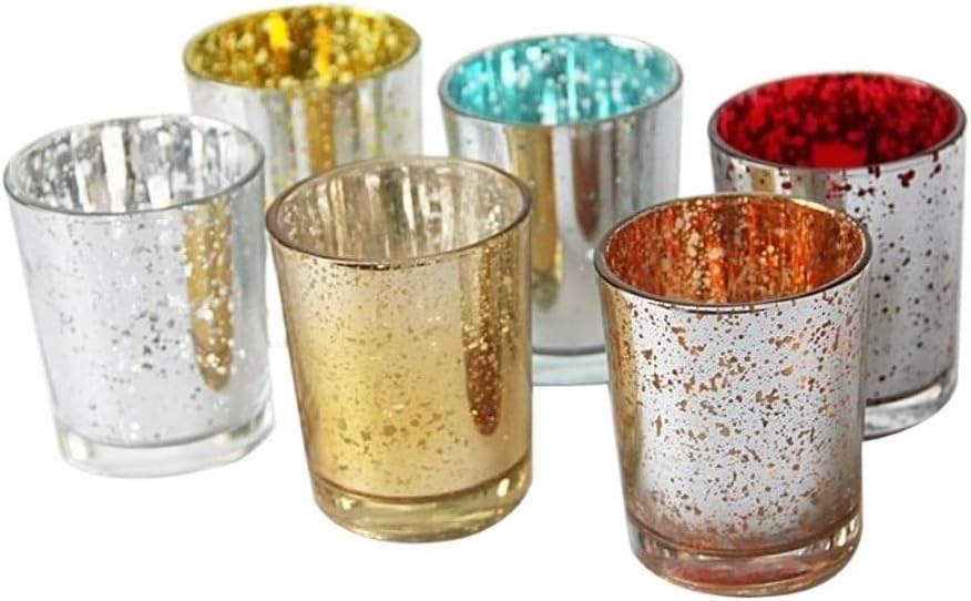 Candlesticks,Candlestick Holder Candle Holder 6pcs Candlesticks Speckled Glass Votive Candle Holders Cup Candelabra Decoration Selfless dedication