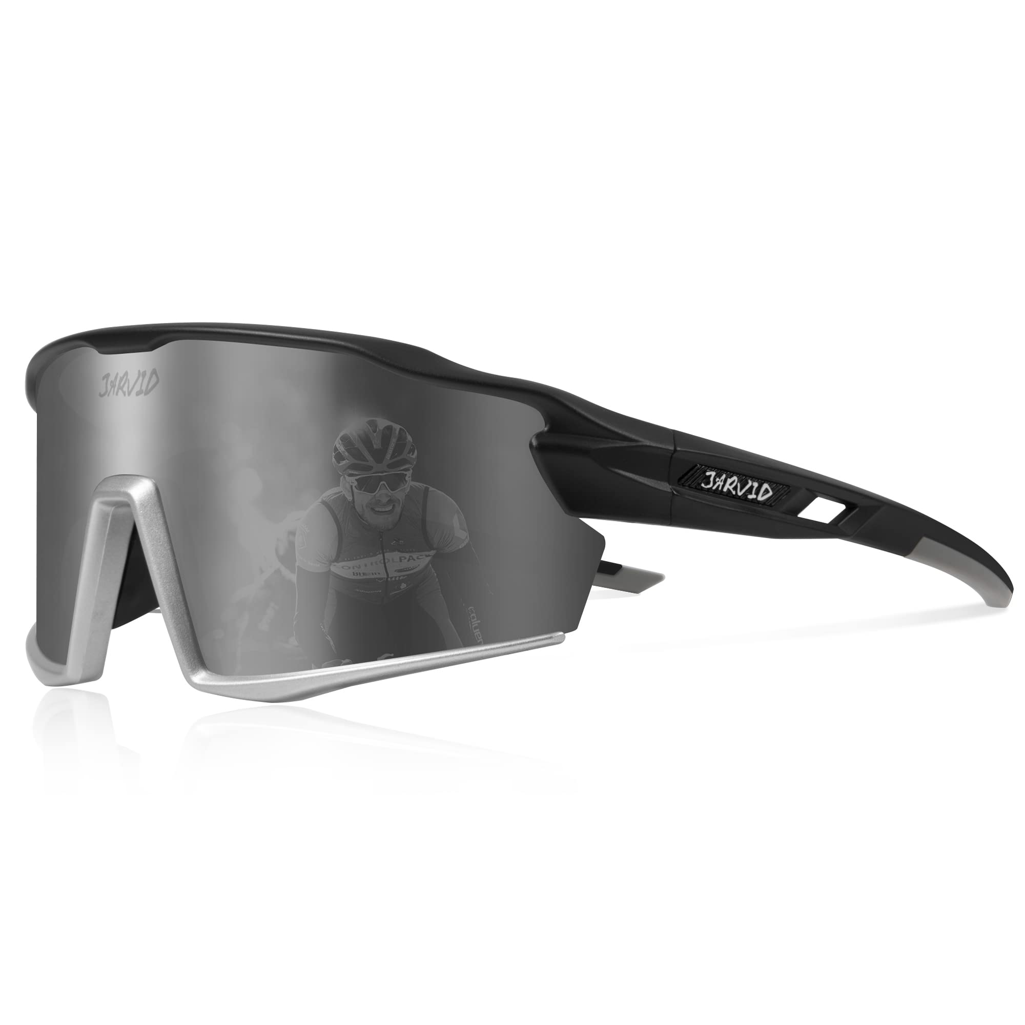 JARVID Gafas de Ciclismo Polarizadas con 4 Lentes Intercambiables, Gafas de Sol Deportivas para Mujeres Hombres Correr Béisbol, Pesca Conducción