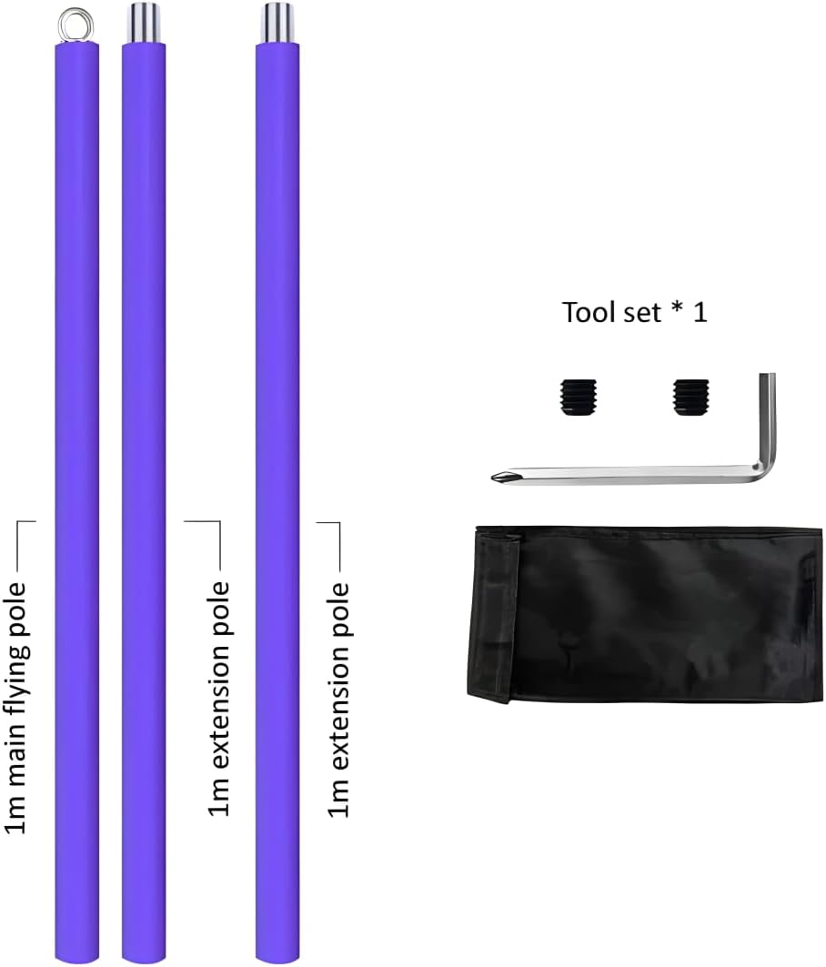 Dreamlin 9.8ft/3m Silicone Aerial Flying Dance Pole Portable Suspension Yoga Fitness Tube Hanging Rotary Silicone Steel Dancing Pole Gym Equipment for Home