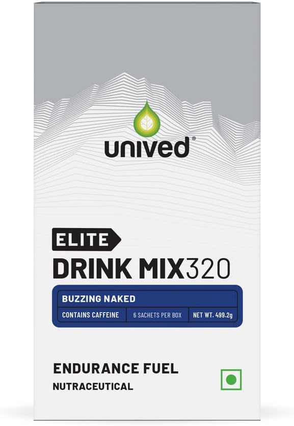 Unived Elite Drink Mix 320 | High Calorie Energy Drink | 2:1 Ratio & 80g Carbohydrates with 1705mg Essential Electrolytes | Endurance Athletes Sports Drink (Buzzing Naked (100mg Caffeine))