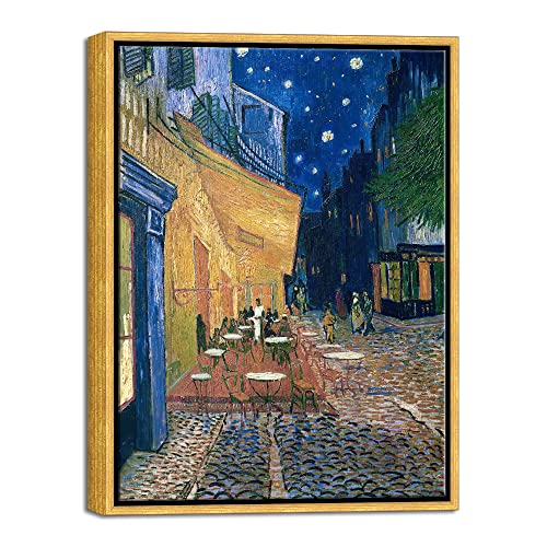 Wieco Art Framed Wall Art of Cafe Terrace at Night