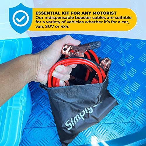 Simply SM400B Boxed Motorist Jump Leads Booster Cable 400AMP 2.5M Long Anti-tangle leads Oil acid and heat resistant PVC Fully Insulated Metal Clips and Operating Instructions