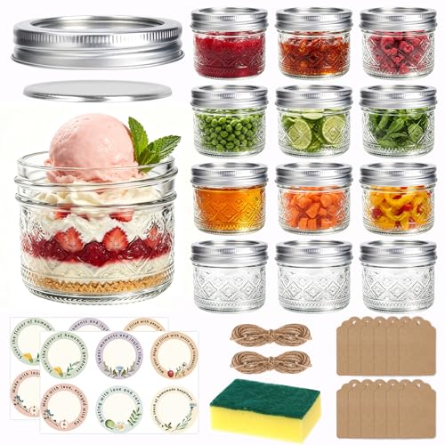 STARSIDE 4oz Mini Glass Mason Jars 12-Pack with Airtight Split Lids