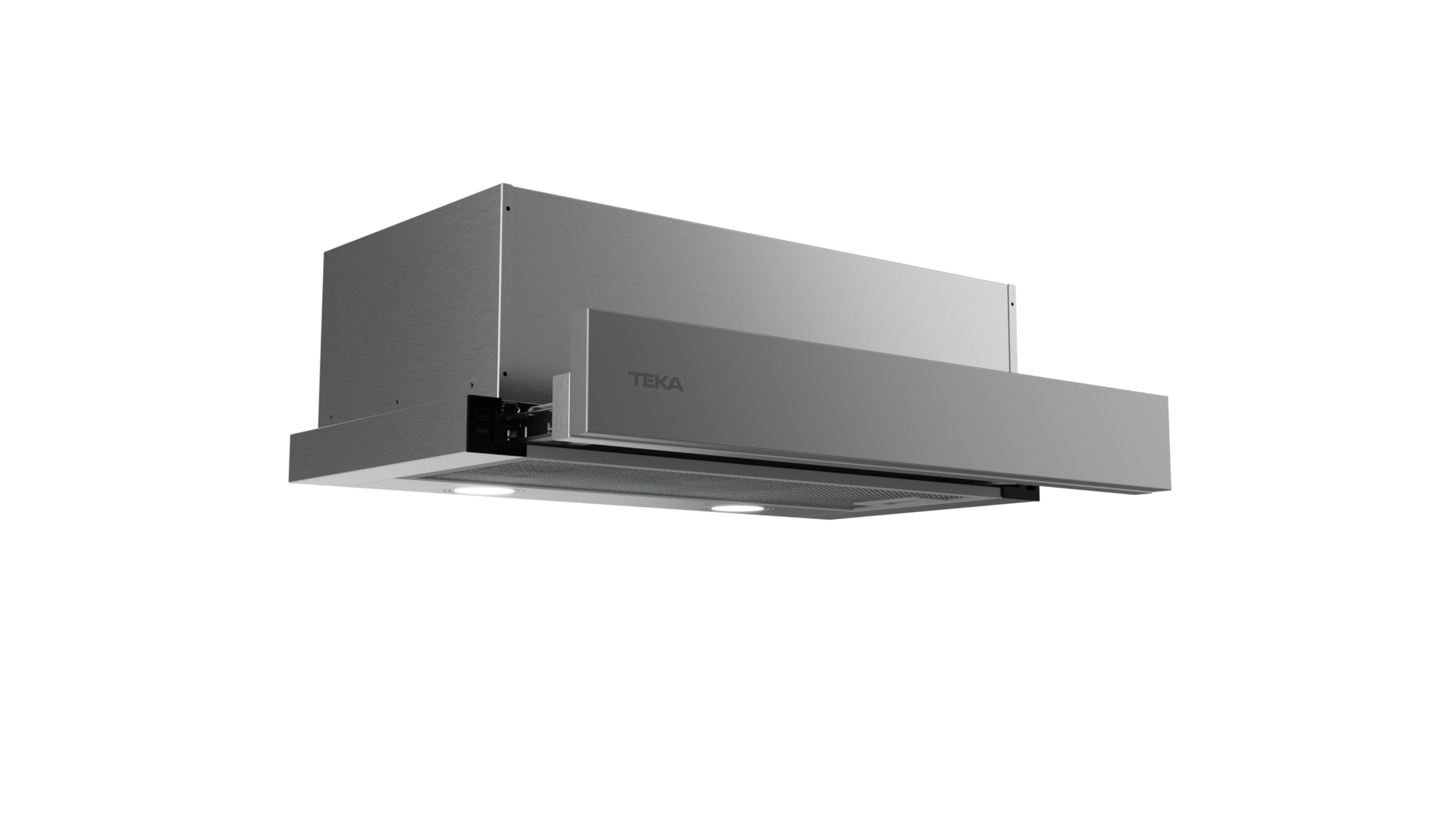Teka - Campana Extractora Extensible 60 cm con 2 Motores, Frente Extraíble y Sustituible, 2 Velocidades, 2 Lámparas LED, Recirculación Frontal, Acero Inoxidable, PLR 6320