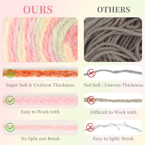 Image of Aeelike Ombre Yarn for Crocheting, 4 PCS Colorful Gradient Yarn #4 Medium, Each 190g(6.7 oz) 400m(437.5 Yards) 71% Acrylic 29% Nynon, Soft Cake Crochet Yarns for Blanket, Scraves, Sweaters, Color R