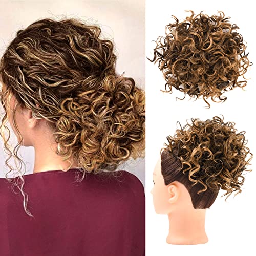 HOOJIH Curly Hair Bun, Messy Bun Hair Piece Elastic Drawstring