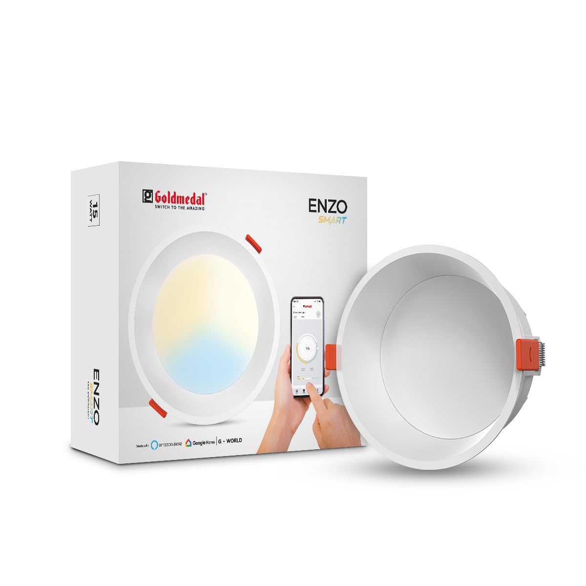 Goldmedal Enzo 15W Smart LED Downlight-Connect with Home Wi-Fi for Smart Control, Compatible with G-World App, Amazon Alexa, Google Home, Access to Multiple Devices for Family Members -CD/NW/WW