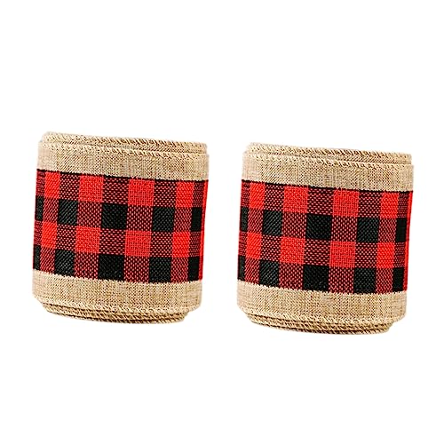 Didiseaon 2 Rollos cinta navideña ribbon manualidades navideñas natal decoração campana de vaca árbol de Navidad cintas de tela escocesa cintas a cuadros de búfalo alambre de hierro