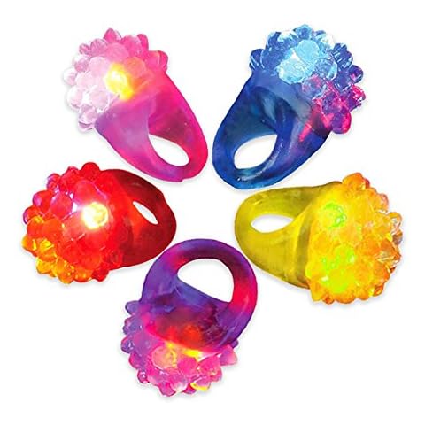 NOVELTY PLACE Flashing LED Bumpy Jelly Ring, Glow in Dark Light-Up Ring Party Toys for Kid and Adult (12 Pack) Cover
