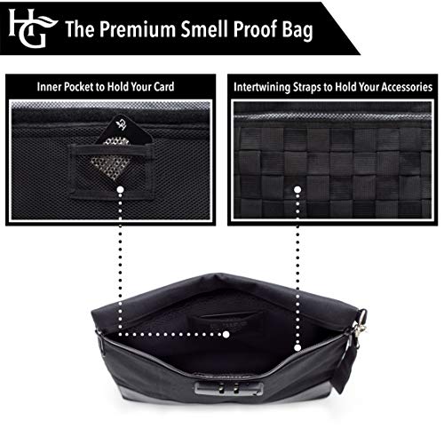 Herb Guard Smell Proof Bag With Built-In Combo Lock (12X10 Inches, Holds 3 Ounces) - Comes With 2 Resealable Bags To Keep Contents Fresh #TOP3