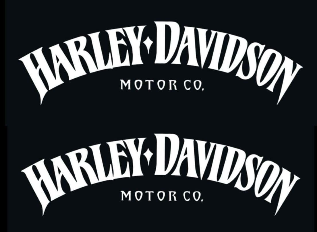 Motorcycle Classic Logo Harley Design Vinyl Decal #2 (Right and Left) Piece Moto HD Club 2.5"x8" (White)