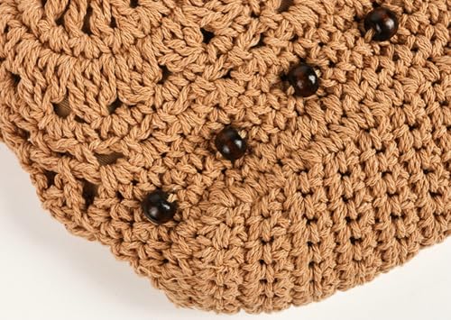 Crochet Hobo Bag for Women Boho Woven Beach Tote Handbags Bohemian Shoulder Purse with Tassels Summer Vacation4