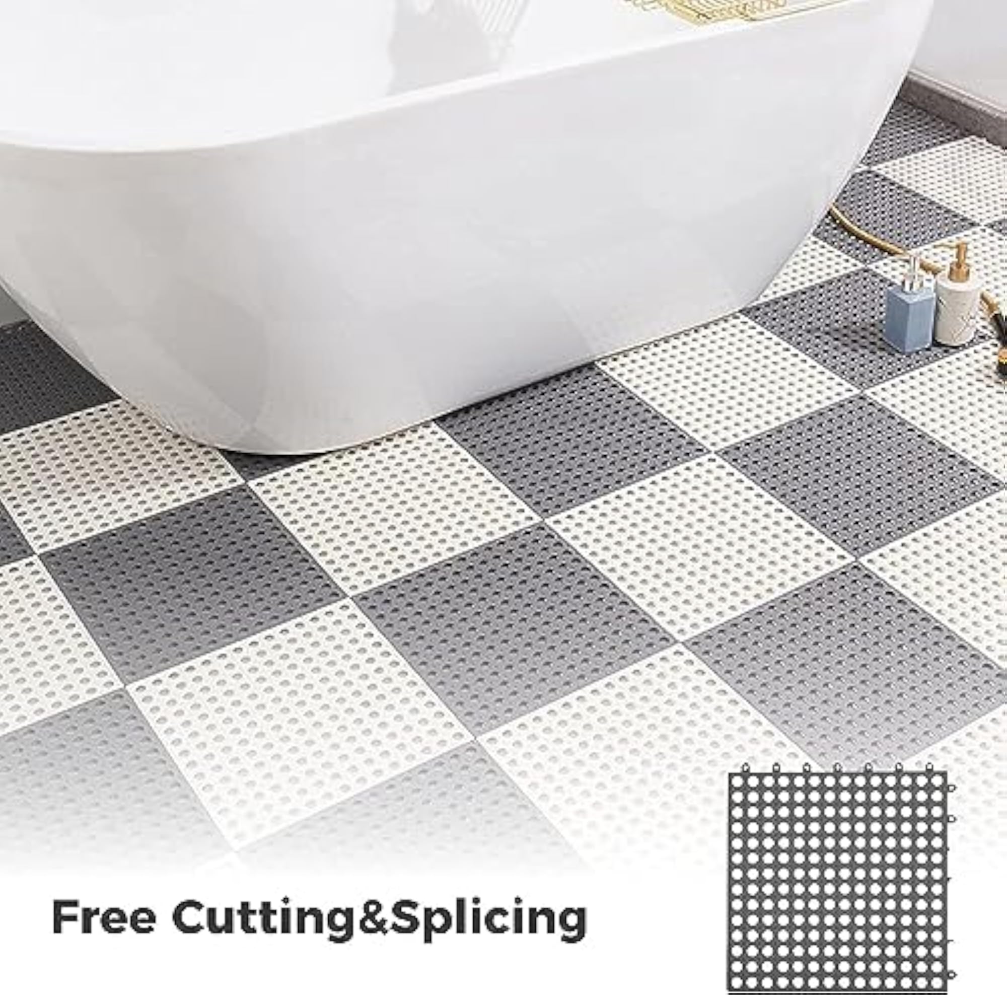 Interlocking PVC Floor Tiles, Waterproof Mats with Drain Holes