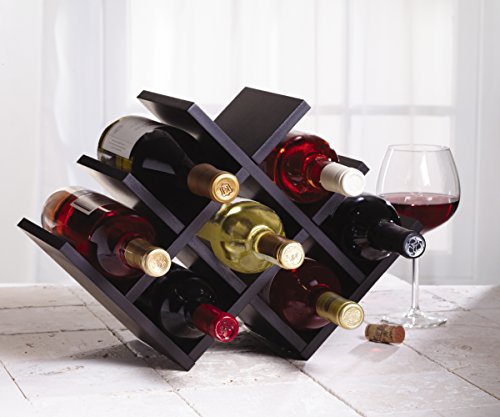 Kamenstein Butterfly Countertop Free-Standing Wooden Wine Rack, Dark Brown, 8-Bottle - - Image 5