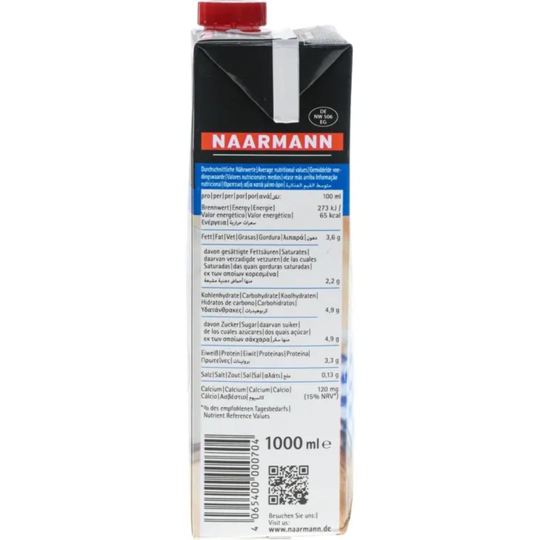Naarmann Milch fettarme H-Milch 3,5% Fett Haltbare Milch, je 1 Liter, 60 Stück + pufai