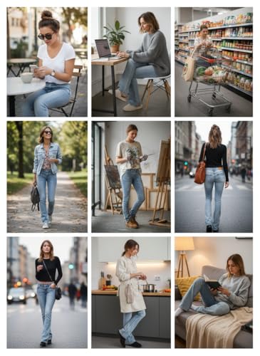 Image of Women's Stretch Low Rise Double Button Elastic Skinny Vintage Flare Jeans