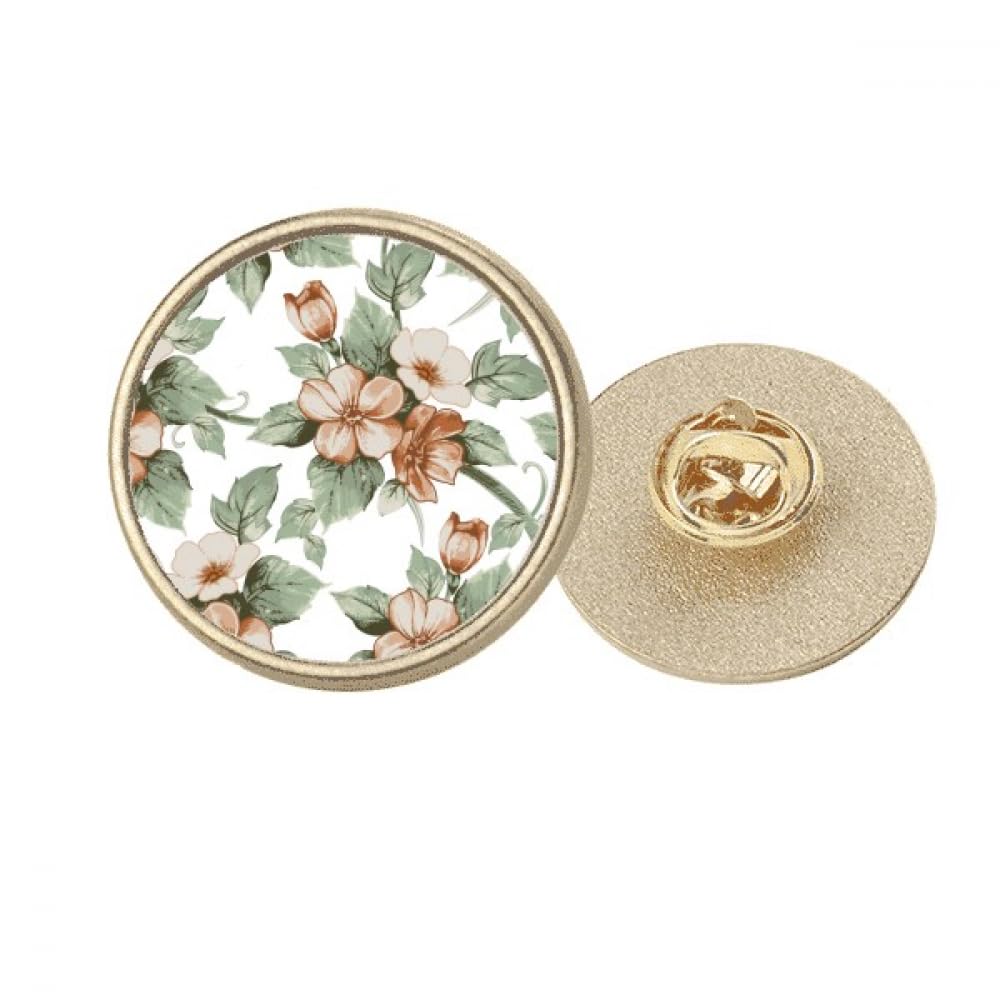 Broche ronde métal doré fleurs rotin pour pull et étole