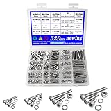 newlng 520 Stück Schrauben Set Edelstahl M3 M4 M5 M6 Zylinderschrauben mit Innensechskant 304 Edelstahl Schrauben mit Muttern Unterlegscheiben Set A2-70 Zylinderschrauben mit Innensechskant