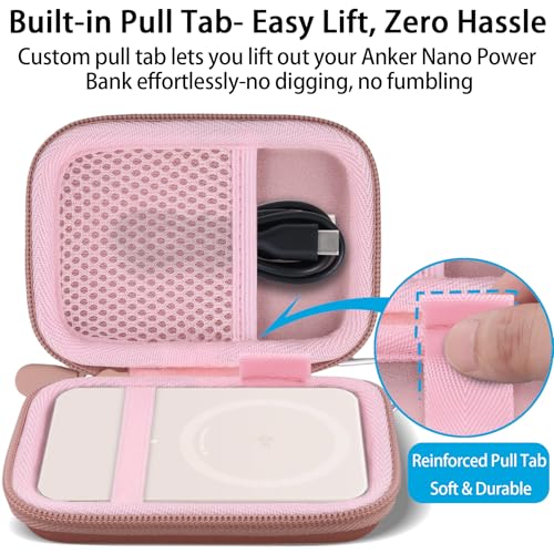 Image of khanka for Anker Nano Power Bank Ultra-Slim 5,000Mah & Maggo Power Bank 10K Case,Compatible with Anker A1665 /A1664 Slim Magnetic Charger,Protective Carrying Case Only (Pink)