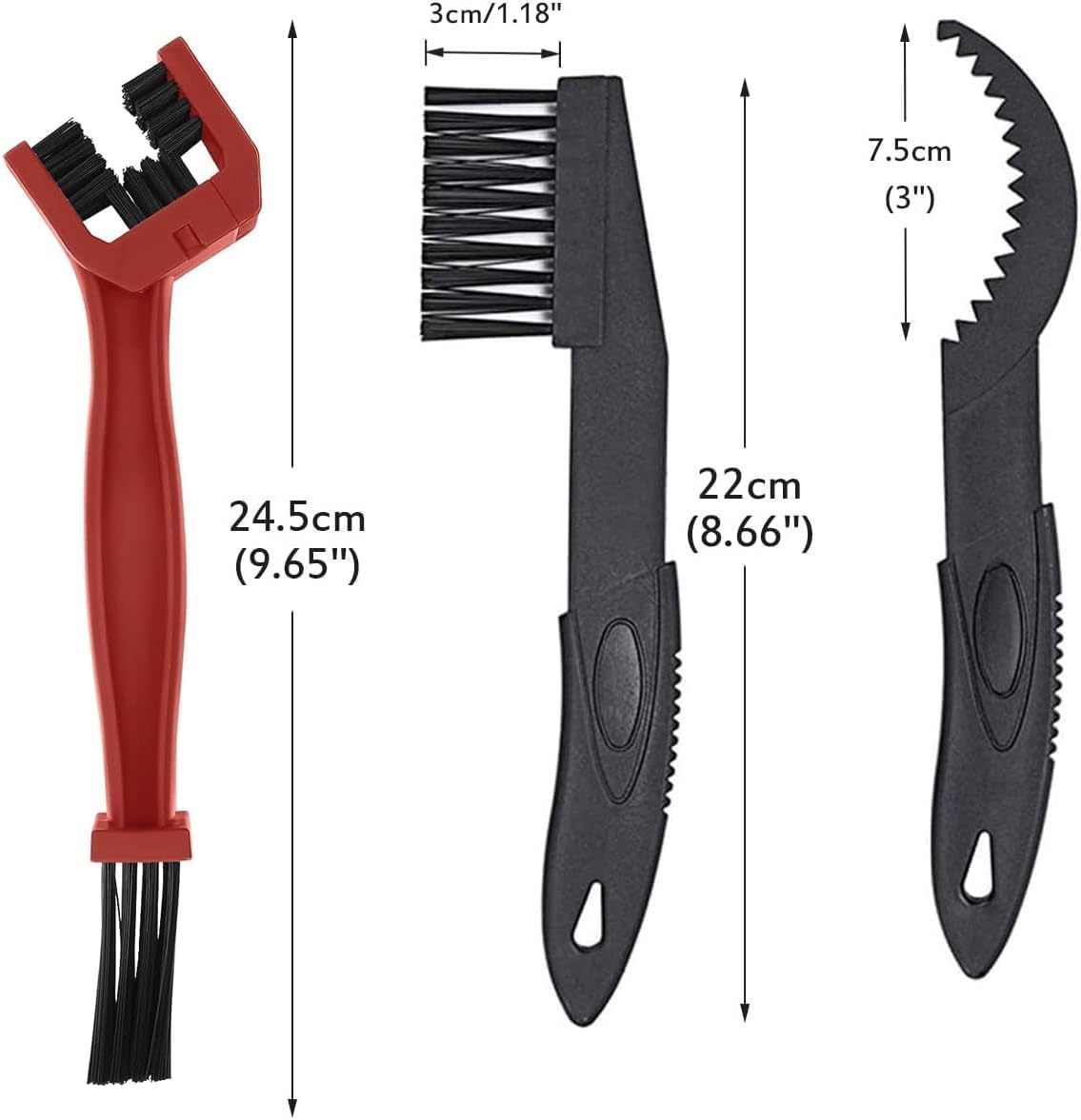 Kit Pulisci Catena Bici, Lavacatena da Bici Professionale Accessori, 4 Pezzi Kit di Spazzola Pulizia della Catena, Spazzola di Pulizia per Catena Moto Bicicletta, Rosso
