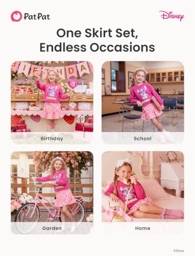 Image of Disney Girls' 2-Piece Outfit Sweatshirt Top & Pleated Skirt Set 2-9Y