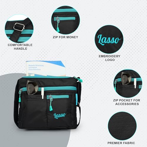 Image of Lasso Sling Bag For Women with Adjustable Strap Stylish Ladies Crossbody Polyester Sling Bag for Office, Causal, Travel & College | 5L Capacity & 5 Multiple Pockets (4 Zip & 1 Open Pocket)