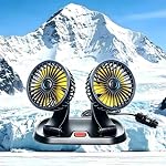 Fans For Car,Dual Head Car Fans With 2-Speed And 360° Rotation For Rv,Truck,Golf Cart And More (12 Volts)