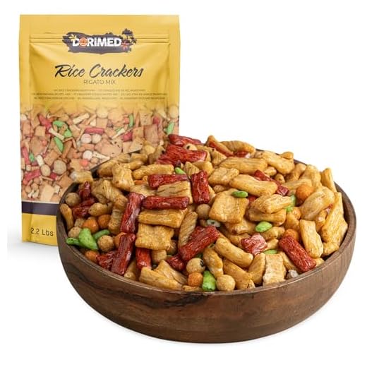 Mélange apéritif I Craquelins de Riz Rigato 1 Kg | Mélange Apéritif frit légèrement salé I bâtonnets de riz avec tapioca et de la paprika | Saveur asiatique avec une pincée de sel, de soja | Dorimed