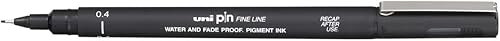 uni-ball Uni-Pin - Bolígrafo de línea fina impermeable y resistente a la decoloración de 0.016 in, color negro