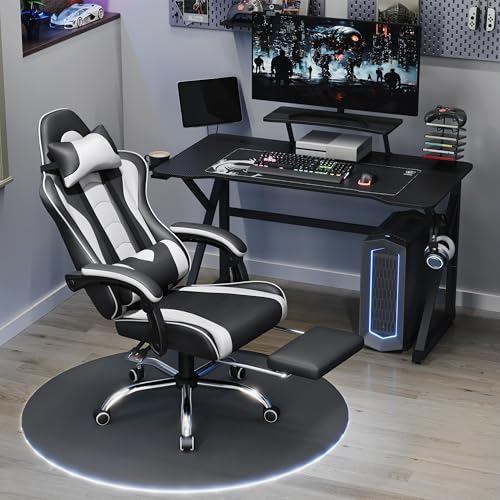 Variante de Yaheetech silla gaming con reposapiés Blanco