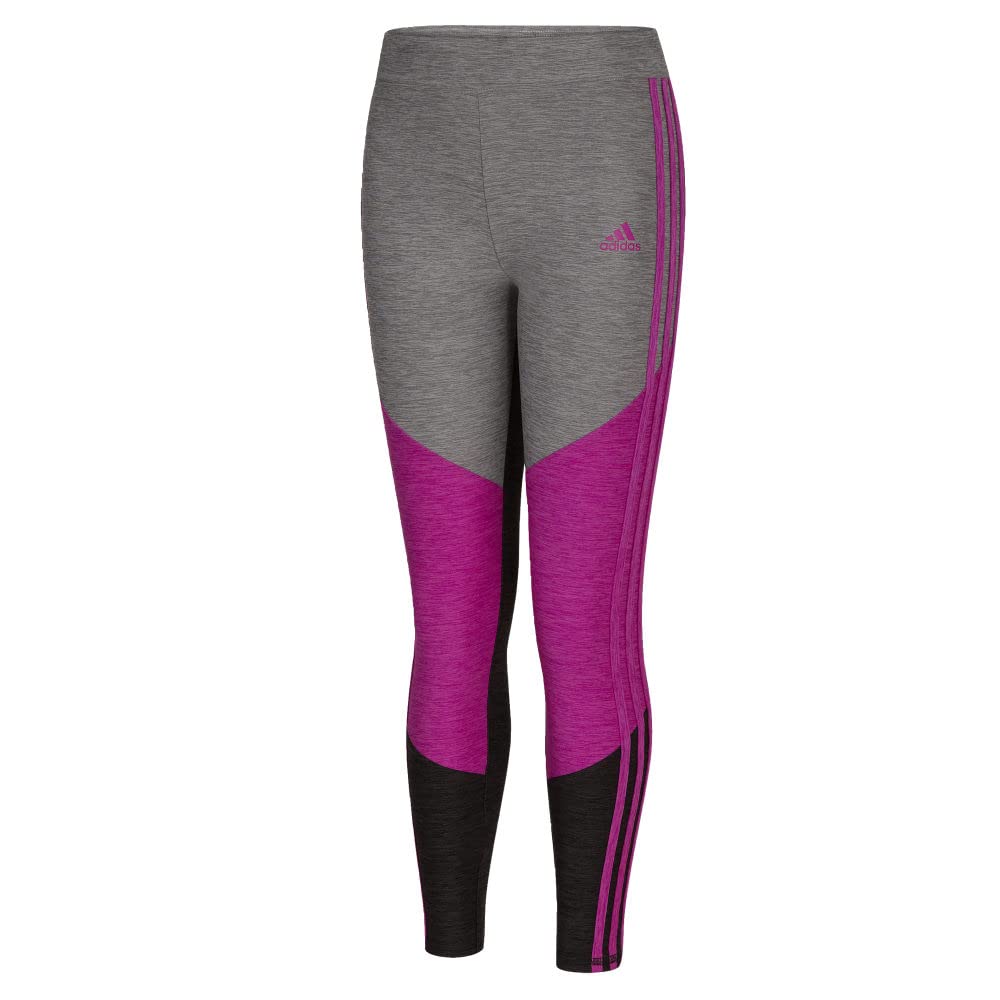 adidas Girls' AEROREADY Colorblock Mélange Tights, Black with Sonic Fuchsia Heather, X-Large (16)