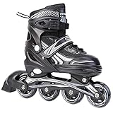 XIUWOUG Herren Damen verstellbare Inliner Inlineskates,ABEC-7 Chrome Kugellager,Größe 30-42 Unisex Fitness Skates für Erwachsene Rädern Rollschuhe für Jungen Mädchen Anfänger,Schwarz,S (30~34)