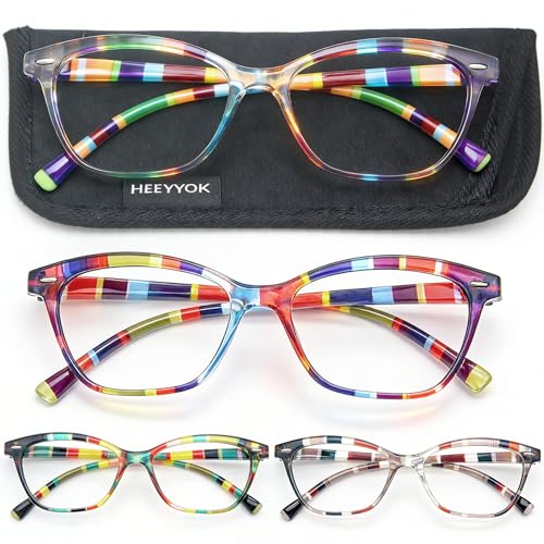 Image of HEEYYOK Women Reading Glasses 4 Pack Colorful 2.75 Readers,Beautiful Pattern Cat Eye Glasses for Reading Lightweigth Flexible Spring Hinge Well Wear Look Younger