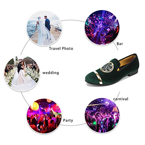 Xqwfh Mens Rhinestone Loafers Velvet Tuxedo Dress Shoes With Gold Plate Smoking Slippers Slip-On Penny Party Wedding Casual Shoes #TOP5