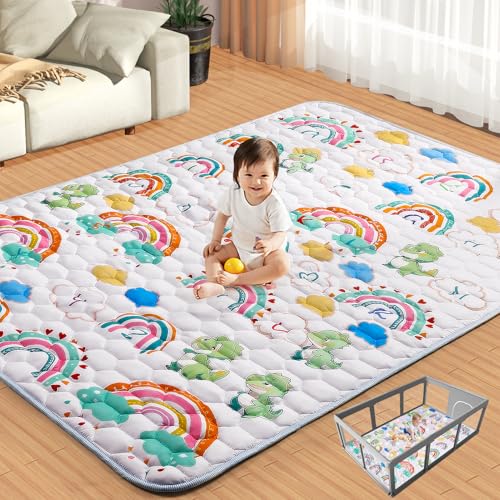 Image of 74x50 Playpen Mat for Babies Crawling: Baby Play Mat for Kids, Toddlers, Infants, Children - Soft Indoor & Outdoor Floor Playmat - Portable, Non-Slip, Washable