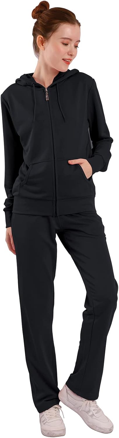 LeeHanTon Womens Sweatsuits Set 2 Piece Jogging Suits Zip Hoodie Sweatpants Tracksuit Training Outfits