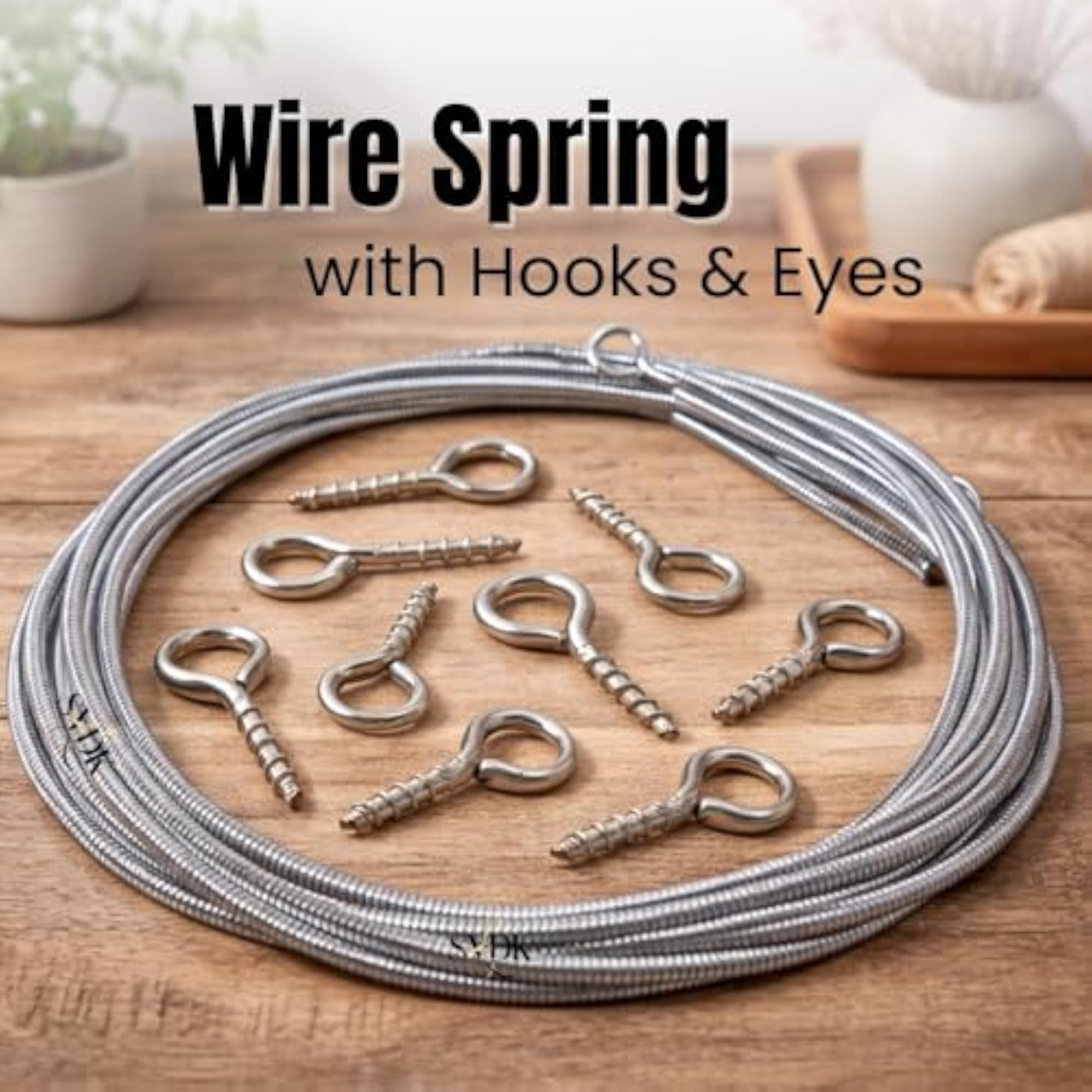 Stainless Steel Window Net Curtain Wire Spring with 12 Hooks