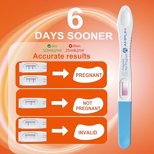 Amplim Early Result Pregnancy Test Sticks | 6 Days Early Detection Pregnancy Tests at Home, 99.99% Accurate, Ultra Sensitive 10 MIU/ml, | Fertility HCG Midstream/Dip Rapid Test (30-Pack)