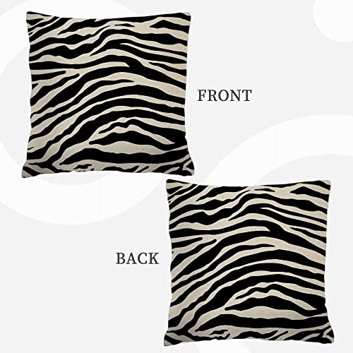 Hysing Zebra Print Throw Pillow Covers 18 X 18 Inch,Camo Skin Black And White Animal Print Linen Square Pillow Cases Decorative Cushion Cover For Sofa Bedroom Living Room #TOP3