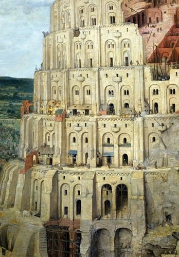 Tableau Tour de Babel Pieter Brueghel affiche toile décoration murale salon 60x90cm