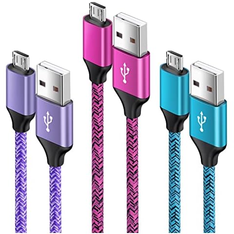 Micro USB Cable, [3Pack/1.8M+0.9M+0.5M] Android Charger Cable Fast Charging Cable Nylon Braided Micro USB Lead for Samsung Galaxy S7/S6 edge/Note 5/J7/J5/J3, Huawei P10 Lite/Honor 7X, PS4,Nokia,Tablet Cover