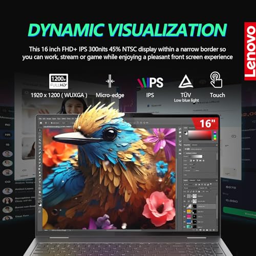 Image of Lenovo Yoga 7i 2 in 1 Laptop Touchscreen Computer, 16 inch 2K IPS Touch Screen Convertible Copilot+ AI PC, Intel Core Ultra 5, 16GB DDR5 1TB SSD, Windows 11, Backlit Keyboard, Fingerprint, Thunderbolt