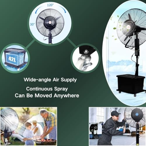 Ventilatore da pavimento industriale portatile con 3 velocità, ruote mobili per patio, garage, magazzino e officina (75 cm / 30in)