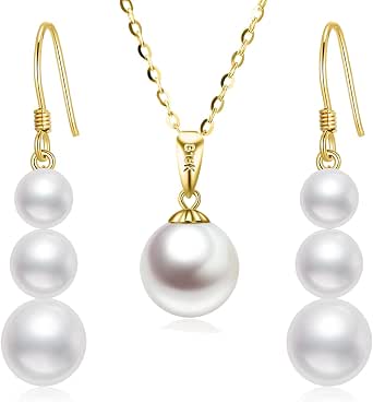 SISGEM 14K Gold Pearl Necklace For Women - 16"-18" Cultured Freshwater Pearl Choker, Gift For Mom, Wife